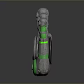 Household Mechanical Hand Decoration with Green Glowing Circular Area and Gray Metallic Texture