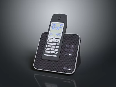 Digital Cordless Phone With Numeric Keypad Time Display And Charging Base 3d model