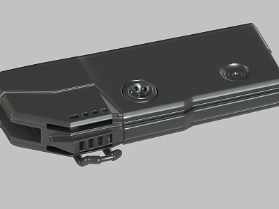 Black Plastic Rectangular Mechanical Component With Screw Holes And Connector 3d model