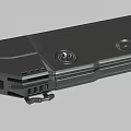 Black Plastic Rectangular Mechanical Component With Screw Holes And Connector
