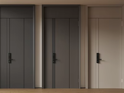 Stylish Modern Security Doors With Panel Design Variations And Metal Handles 3d model