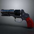 Classic Revolver With Black Barrel Metal Body And Red Wooden Grip Design