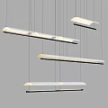 Modern Linear Pendant Light With White Shade And Black Metal Hanging Design