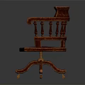 Vintage Red Accent Chair With Carved Armrests And Velvet Seat On Wheeled Base