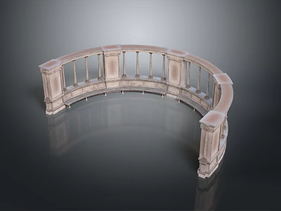 Scenic Stone Balustrade With Curved Design And Ornamental Pillars In Architectural Landscape 3d model
