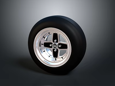 Car Tire And Wheel Rim Component With Black Rubber And Silver Alloy Design 3d model