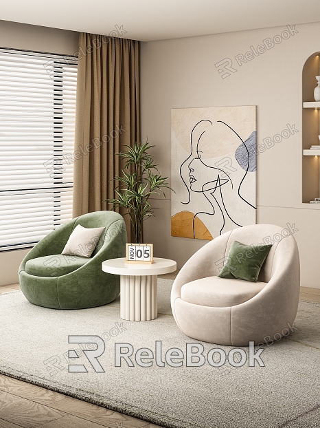 Single Sofa Lazy Sofa Italian Style Internet Celebrity Small Sofa Leisure Negotiation Table and Chair Side Egg-shaped Single Chair model