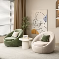 Single Sofa Lazy Sofa Italian Style Internet Celebrity Small Sofa Leisure Negotiation Table and Chair Side Egg-shaped Single Chair 3d model