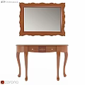 Classical Wooden Dining Table With Carved Details And Hanging Mirror
