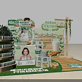 Commercial Equipment for Organic Food Product Display with Green Decorations and Shelf Stand