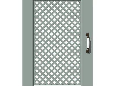 Light Green Lattice Design Door Featuring Grid Pattern And Classic Handle 3d model