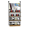 Multi tier Retail Display Shelf with Bottled Water Glass Cups and Small Items