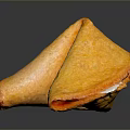 Golden Yellow Fried Triangular Pastry Cut Open With Crispy Surface And White Filling 3d model