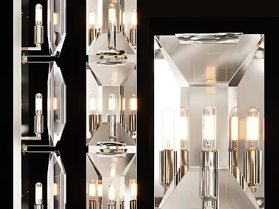Modern Wall Lights With Crystal Accents And Illuminated Bulbs For Home Interior Decoration 3d model