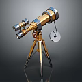 Gold And Silver Telescope Equipment With Tripod Stand Chain And Circular Plate