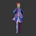 Cute Cat Ear Headband Blue Coat Blue Skirt Pink Backpack Striped Stockings Outfit