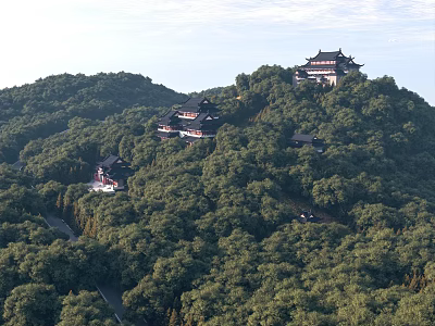 Ancient Chinese Architecture On Mountain Slope With Lush Green Trees And Traditional Rooftops 3d model