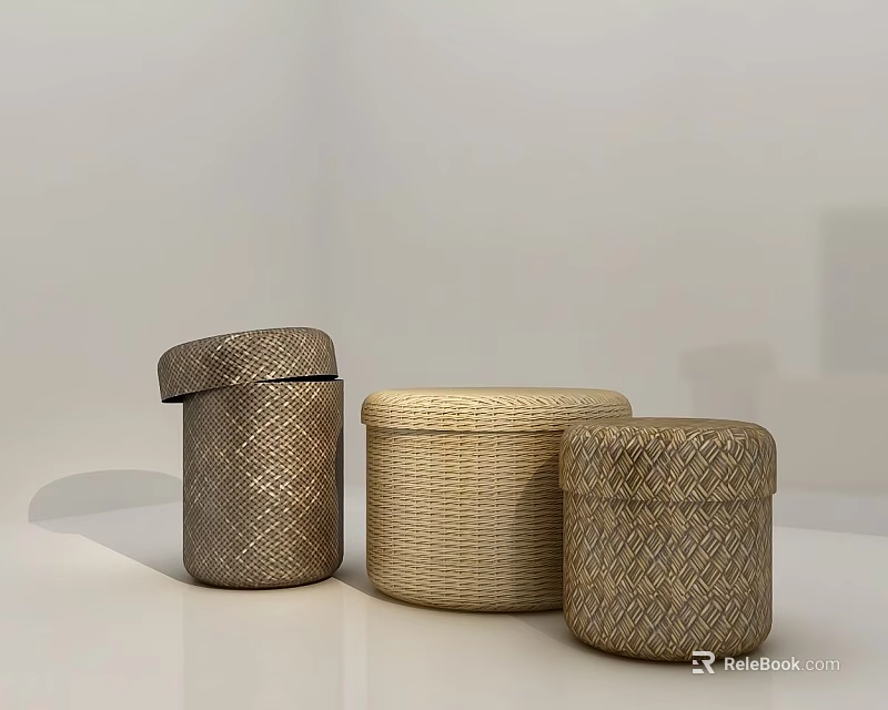 Woven Storage Baskets with Textured Design for Modern Home Organizing Needs 3d model