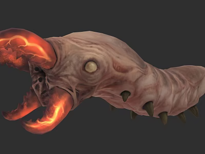 Menacing Fleshy Fantasy Creature 3D Model With Glowing Red Pincers Single Eye And Spikes 3d model