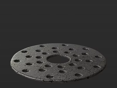 Round Kitchen Tool With Multiple Holes And Central Opening Textured Surface For Cooking 3d model