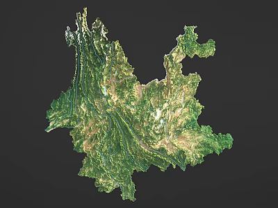 Natural Landscape View of 3D Terrain Model with Green Vegetation and Mountain Valleys 3d model