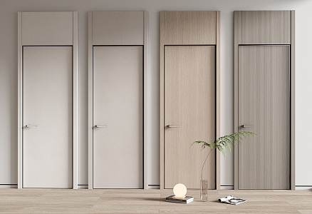 Modern Flat Door Simple Single Door Wooden Door 3d model