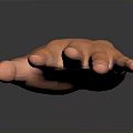 Orange 3D Human Hand Organ Model With Extended Fingers And Palm Up