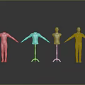 White Mannequins With Blue Suit For Clothing Display On Black Floor