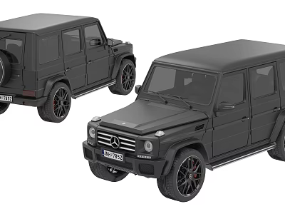 Black Mercedes G Class Off Road Car Exterior With Front Side Views And Alloy Wheels 3d model