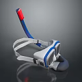 Diving Mask And Snorkel Gear With White Blue Red Straps For Water Sports Activities
