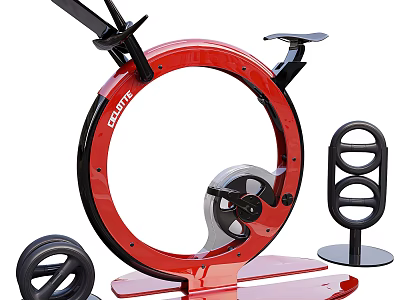 Red CRANE Sports Equipment Featuring Home Fitness Elliptical Machine And Pedal Stand 3d model