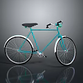 Sleek Teal Bicycle With Black Seat White Tire Rims Handlebars And Dark Background Reflection