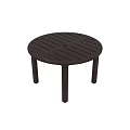 Modern Dark Brown Round Slatted Solid Wood Outdoor Dining Table For Patio And Backyard Use