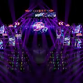 Dance Hall Stage With Purple Lighting Music Festival Party Atmosphere And Sound System