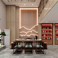 Specialty Store Interior With Wooden Counter And Shelves Displaying Various Products