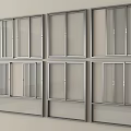 Modern Glass Window Frames Installed On White Wall With Clear Panels 3d model