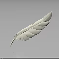 White Feather With Detailed Texture On Gray Gradient Background And Reflection 3d model