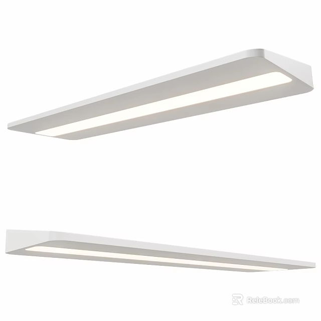 White Long Strip Ceiling Light With Modern Sleek Design And LED Bright Illumination 3d model 