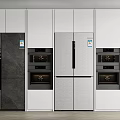 Modern Kitchen Interior Built in Refrigerators and Freezers with Oven Appliances