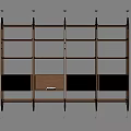 Modern Multi Tiered Storage Shelf Unit with Wooden Shelves and Black Metal Supports