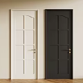 White and Black Swing Doors with Modern Panel Design for Interior Use 3d model