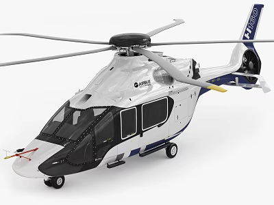 Modern Airbus Helicopter With White Exterior Blue Accents Detailed Rotors And Cockpit Windows 3d model
