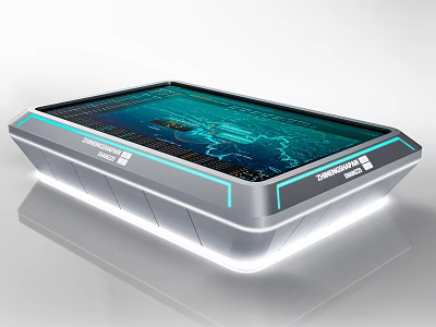 Modern Commercial Interactive Device With Large Touchscreen Dynamic Blue Display Sleek Design And Illuminated Edges 3d model