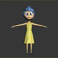 3D Game Movie Character Featuring Blue Hair Yellow Floral Dress And Outstretched Arms
