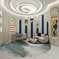 Elegant Modern Jewelry Store Interior Design With Display Cases Sofas Mirrored Walls And Circular Lighting 3d model