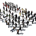 Diverse Crowd of People Walking And Standing In Various Poses