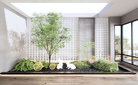 modern landscape sketch courtyard plant sketch indoor landscape rabbit sculpture sketch moss fern landscape tree 3d model