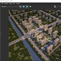 Aerial Urban Planning Featuring Residential High Rise Buildings River Roads and Green Spaces