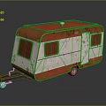 Red And Silver Vintage Caravan Car With Weathered Body Windows And Tow Hitch