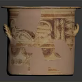 Ancient Handcrafted Terracotta Jar With Intricate Patterns And Two Handles